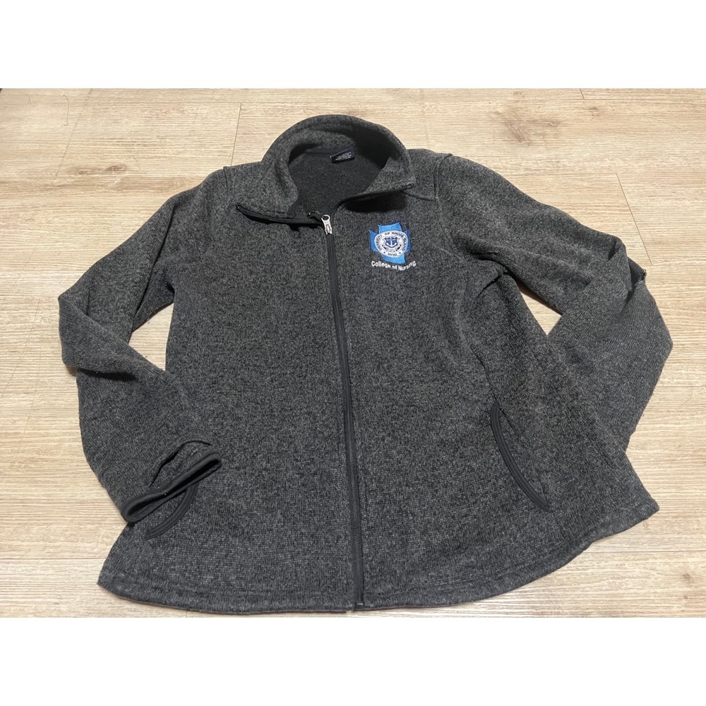 URI College of Nursing Fleece Jacket Grey Womens Large Rhode Island Rams